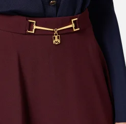 Gonne|Elisabetta Franchi Minigonna a ruota in crêpe con morsetto RougeNoir/Burro