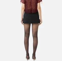 Gonne|Elisabetta Franchi Minigonna in denim plissé Nero