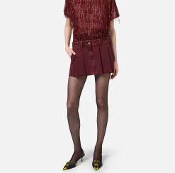 Gonne|Elisabetta Franchi Minigonna in denim plissé RougeNoir