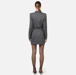 Gonne|Tailleur|Elisabetta Franchi Minigonna in fresco lana con etichetta jacquard SteelMelange