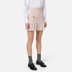 Gonne|Elisabetta Franchi Minigonna in lana bouclé con tasche in vela tecnica Lattice