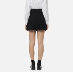 Gonne|Elisabetta Franchi Minigonna in lana bouclé con tasche in vela tecnica Nero