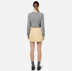 Gonne|Elisabetta Franchi Minigonna in raso con fiocchi Crema