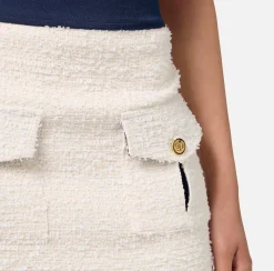 Gonne|Elisabetta Franchi Minigonna in tweed con tasche Burro/Navy