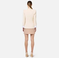 Gonne|Elisabetta Franchi Minigonna in tweed laminato con accessorio logo PeachRose