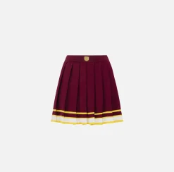 Gonne|Elisabetta Franchi Minigonna in viscosa a pieghe tipo college RougeNoir