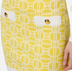 Gonne|Elisabetta Franchi Minigonna in viscosa jacquard con logo Mimosa/Avorio