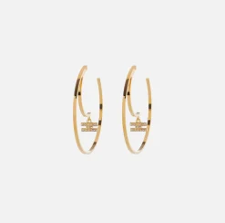 Bijoux|Elisabetta Franchi Orecchini cerchio con logo OroGiallo