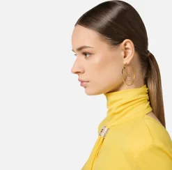 Bijoux|Elisabetta Franchi Orecchini cerchio con logo OroGiallo