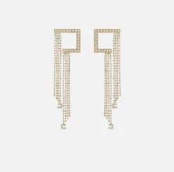 Bijoux|Elisabetta Franchi Orecchini logo in metallo silver con pendenti OroGiallo