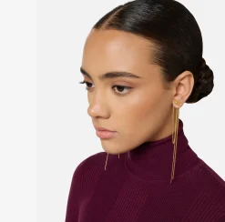 Bijoux|Elisabetta Franchi Orecchini logo pendenti in metallo OroGiallo