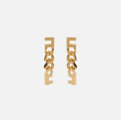 Bijoux|Elisabetta Franchi Orecchini pendenti in metallo con groumette zigrinata OroGiallo