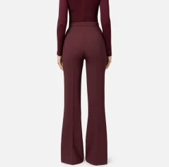 Pantaloni E Shorts|Elisabetta Franchi Pantalone a palazzo in crêpe stretch con cintura RougeNoir