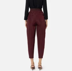 Pantaloni E Shorts|Elisabetta Franchi Pantalone boyfriend in nylon tecnico con elastico logato RougeNoir