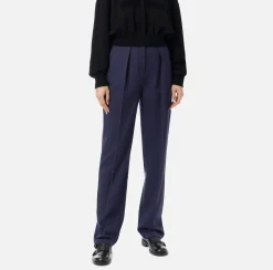 Tailleur|Pantaloni E Shorts|Elisabetta Franchi Pantalone con pinces in fresco di lana Navy