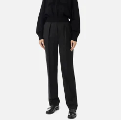 Tailleur|Pantaloni E Shorts|Elisabetta Franchi Pantalone con pinces in fresco di lana Nero