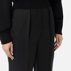 Tailleur|Pantaloni E Shorts|Elisabetta Franchi Pantalone con pinces in fresco di lana Nero