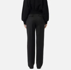 Tailleur|Pantaloni E Shorts|Elisabetta Franchi Pantalone con pinces in fresco di lana Nero