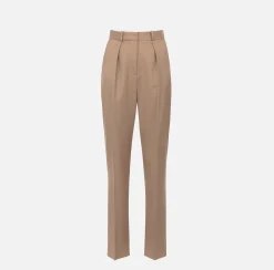 Tailleur|Pantaloni E Shorts|Elisabetta Franchi Pantalone con pinces in fresco di lana Camel
