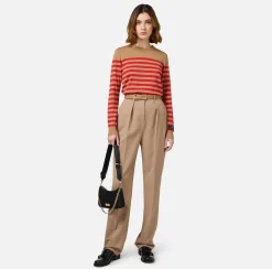 Tailleur|Pantaloni E Shorts|Elisabetta Franchi Pantalone con pinces in fresco di lana Camel