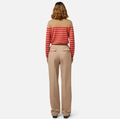 Tailleur|Pantaloni E Shorts|Elisabetta Franchi Pantalone con pinces in fresco di lana Camel