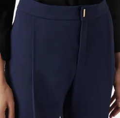 Pantaloni E Shorts|Elisabetta Franchi Pantalone cropped in crêpe con pinces Navy