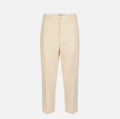 Pantaloni E Shorts|Elisabetta Franchi Pantalone cropped in crêpe con pinces Crema