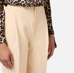 Pantaloni E Shorts|Elisabetta Franchi Pantalone cropped in crêpe con pinces Crema