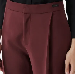 Pantaloni E Shorts|Elisabetta Franchi Pantalone cropped in fresco di lana stretch con pinces RougeNoir