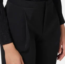 Pantaloni E Shorts|Elisabetta Franchi Pantalone cropped in fresco di lana stretch con pinces Nero