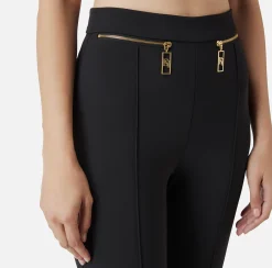 Tailleur|Pantaloni E Shorts|Elisabetta Franchi Pantalone dritto in crêpe con zip Nero