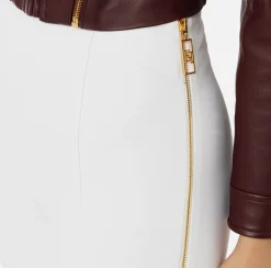 Pantaloni E Shorts|Elisabetta Franchi Pantalone dritto in crêpe stretch con zip Avorio