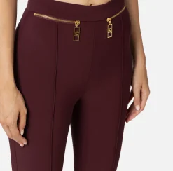 Tailleur|Pantaloni E Shorts|Elisabetta Franchi Pantalone dritto in crêpe con zip RougeNoir