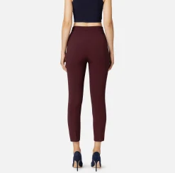 Tailleur|Pantaloni E Shorts|Elisabetta Franchi Pantalone dritto in crêpe con zip RougeNoir