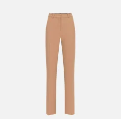 Pantaloni E Shorts|Elisabetta Franchi Pantalone dritto in crêpe con ricamo stemma Camel