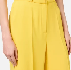 Pantaloni E Shorts|Elisabetta Franchi Pantalone dritto in crêpe fermo con placca logo Mimosa