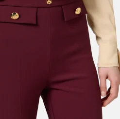 Tailleur|Pantaloni E Shorts|Elisabetta Franchi Pantalone dritto in crêpe stretch con rivetto logo RougeNoir