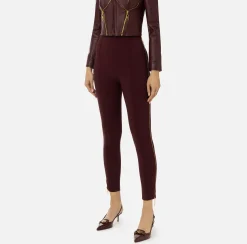 Pantaloni E Shorts|Elisabetta Franchi Pantalone dritto in crêpe stretch con zip RougeNoir