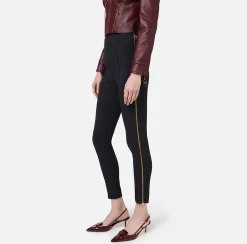 Pantaloni E Shorts|Elisabetta Franchi Pantalone dritto in crêpe stretch con zip Nero