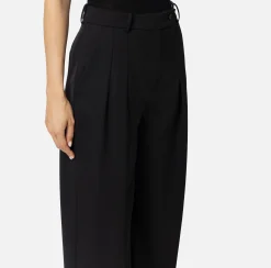 Tailleur|Pantaloni E Shorts|Elisabetta Franchi Pantalone dritto in fresco lana mélange con doppie pinces Nero