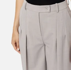 Tailleur|Pantaloni E Shorts|Elisabetta Franchi Pantalone dritto in fresco lana mélange con doppie pinces Perla