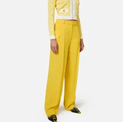 Pantaloni E Shorts|Elisabetta Franchi Pantalone dritto in satin con doppie pinces Mimosa