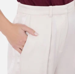 Tailleur|Pantaloni E Shorts|Elisabetta Franchi Pantalone dritto in satin con bande in raso Lattice