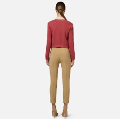 Pantaloni E Shorts|Elisabetta Franchi Pantalone dritto in tessuto tecnico con morsetto Camel