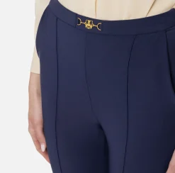 Pantaloni E Shorts|Elisabetta Franchi Pantalone dritto in tessuto tecnico con morsetto Navy