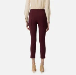 Pantaloni E Shorts|Elisabetta Franchi Pantalone dritto in tessuto tecnico con morsetto RougeNoir