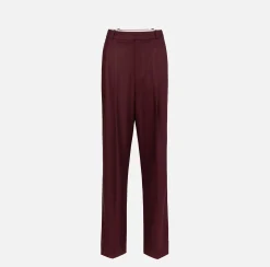 Pantaloni E Shorts|Elisabetta Franchi Pantalone gamba ampia con doppia pinces in fresco di lana stretch RougeNoir