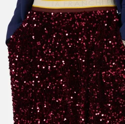 Tailleur|Pantaloni E Shorts|Elisabetta Franchi Pantalone in ciniglia ricamata con paillettes RougeNoir