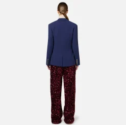 Tailleur|Pantaloni E Shorts|Elisabetta Franchi Pantalone in ciniglia ricamata con paillettes RougeNoir