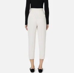 Pantaloni E Shorts|Elisabetta Franchi Pantalone in crêpe con cintura e ricamo Burro